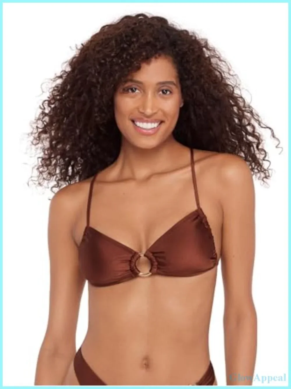 X-Back Ring Front Swim Bralette Top with Removable Cups